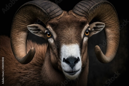Mouflon Portrait. Generative AI
