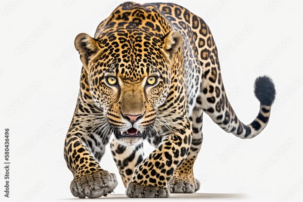 jaguar leopard isolate animal panther angry white head face stalking eye wild jaguar cat isolated on white running toward the camera with his fierce look pointing at the photographer jaguar leopard is jaguar leopard isolate animal panther angry white head face stalking eye wild jaguar cat isolated on white running toward the camera with his fierce look pointing at the photographer jaguar leopard is