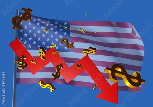 Crisis in America. US flag ...