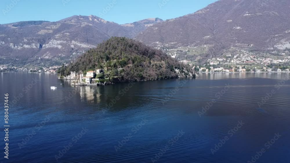 Aerial view of Villa Balbianello peninsula on Lake Como Aerial view of Villa Balbianello peninsula on Lake Como
