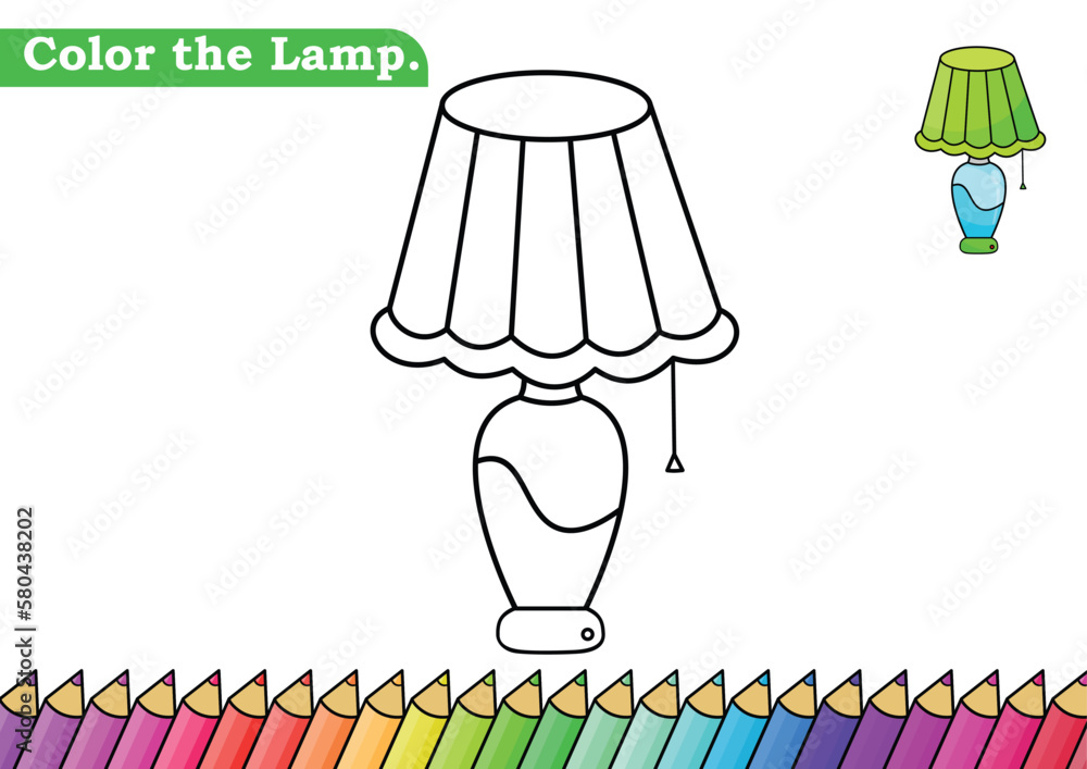 Lamp coloring page. isolated coloring book. color pages for kids. Lamp