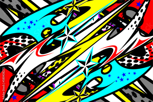 racing background vector design with a unique stripe pattern and bright colors  as well as a star effect. suitable for your racing design.