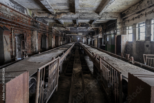 Old abandoned post-Soviet coal power plant in Hungary near Budapest