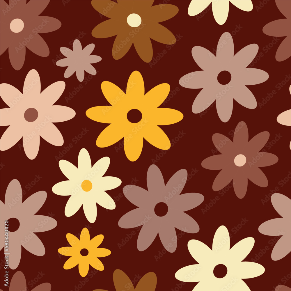 Fototapeta premium Retro Vintage boho spring floral pattern in 60s style