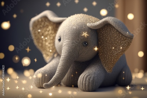 soft plush cute toy  baby elephant  robot design made of expensive textiles. generative artificial intelligence.