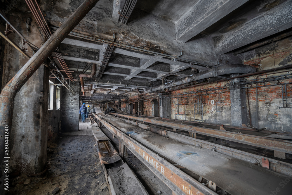 Old abandoned post-Soviet coal power plant in Hungary near Budapest