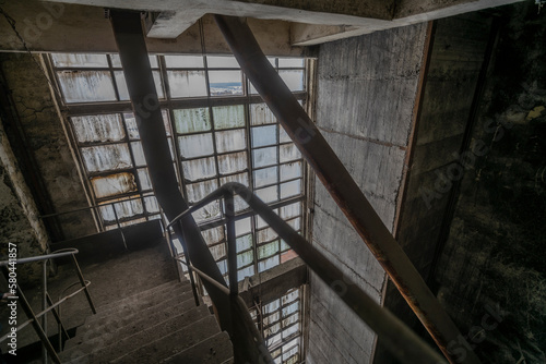 Canvas Print Old abandoned post-Soviet coal power plant in Hungary near Budapest