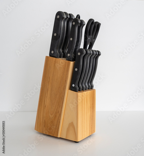 Knife block on white background