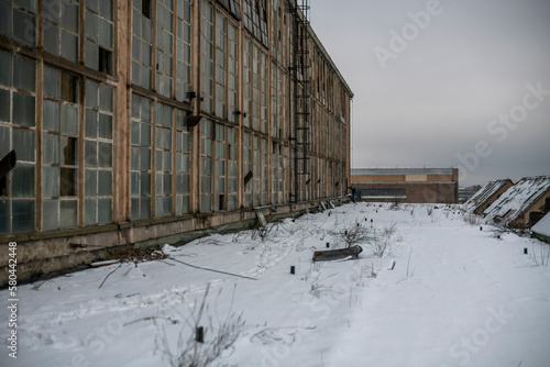 Old abandoned post-Soviet coal power plant in Hungary near Budapest