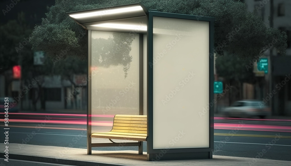 Fototapeta premium Blank advertising light box in the city, advertising mockup. AI generated image