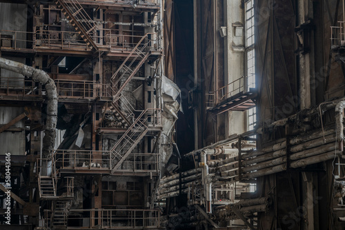 Old abandoned post-Soviet coal power plant in Hungary near Budapest