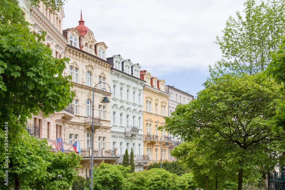 Beautiful view of the city center in Karlovy Vary, Czech Republic