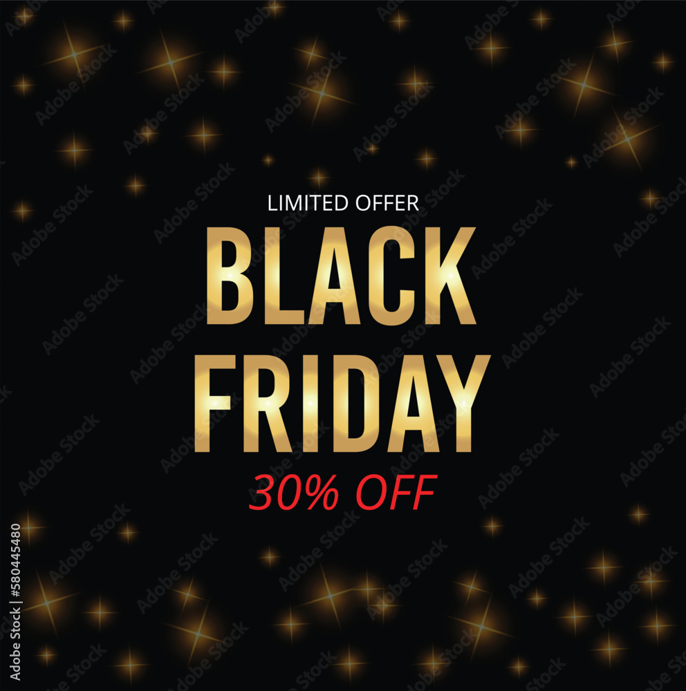 Black friday with black and gold design background