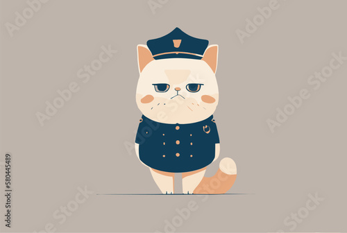 cat policeman illustration in flat style