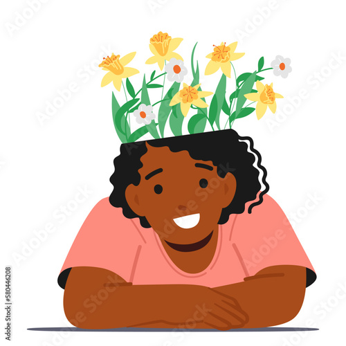 Women Mental Health, Psychological Support, Healthy Mind, Positive Thinking Concept with Happy Female Character