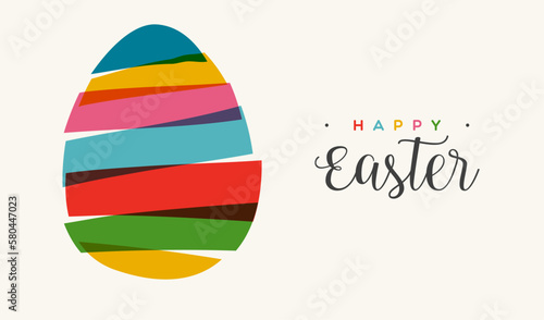 Easter egg card in transparent bright colors in collage style © Cienpies Design