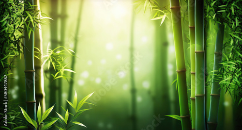 Photographie Bamboo trees with copy space. Based on Generative AI