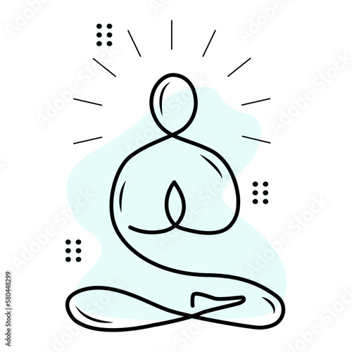 Yoga icon isolated on white background. Vector yoga woman logotype in line style. Outline design symbol.