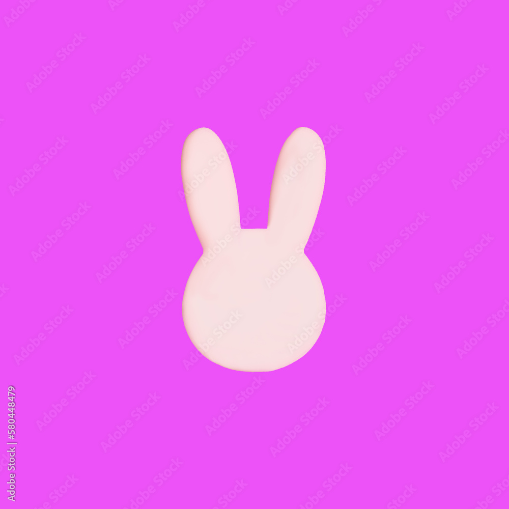 Fototapeta premium Shape of a bunny head against magenta background. Minimal concept for Easter celebration banner or card. Flat lay. Copy space