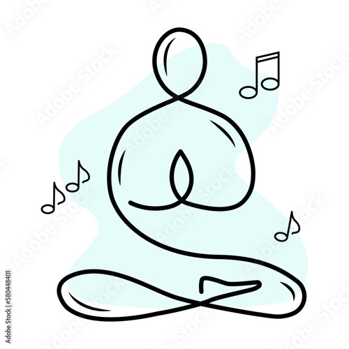 Yoga icon isolated on white background. Vector yoga woman logotype in line style. Outline design symbol.