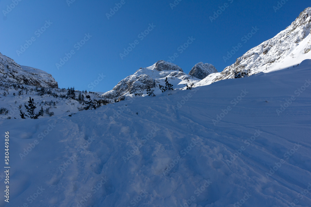 Winter view of Rila Mountain near Malyovitsa peak, Bulgaria