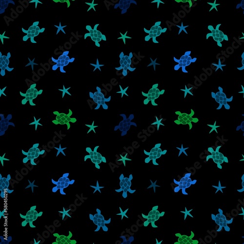 Animals cartoon seamless turtle and water ocean waves pattern for wrapping paper and linens and fabrics