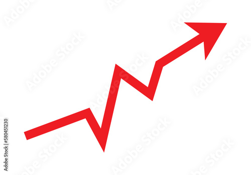 Growing business arrow on white background, Profit red arrow, Vector illustration.Business concept, growing chart. Concept of sales symbol icon with arrow moving up. Economic Arrow With Growing Trend.