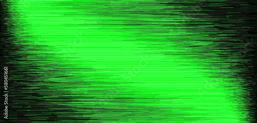 Glitch static concept, messy green and black gradient horizontal lines. Futuristic distorted noisy effect background.