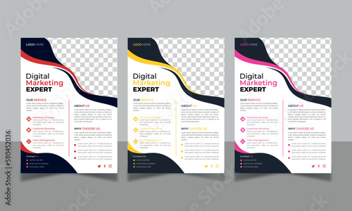 very similar curvy shapes business flyer design.
