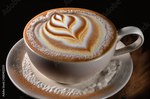 Cappuccino foam in porcelain cup