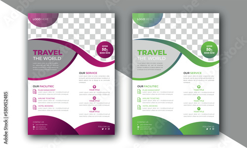 modern curvy double travel flyer design,