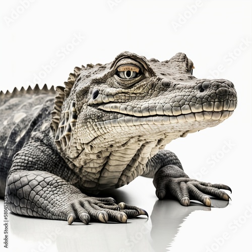 Crocodile in front of a white background  ai