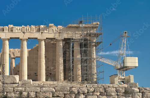 Restoration of Parthenon at Acropolis in Athens, Greece.