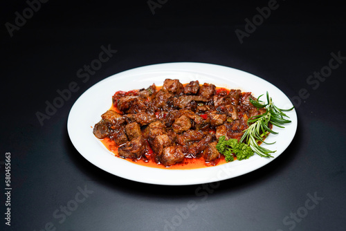 Beef Stew isolated on black background