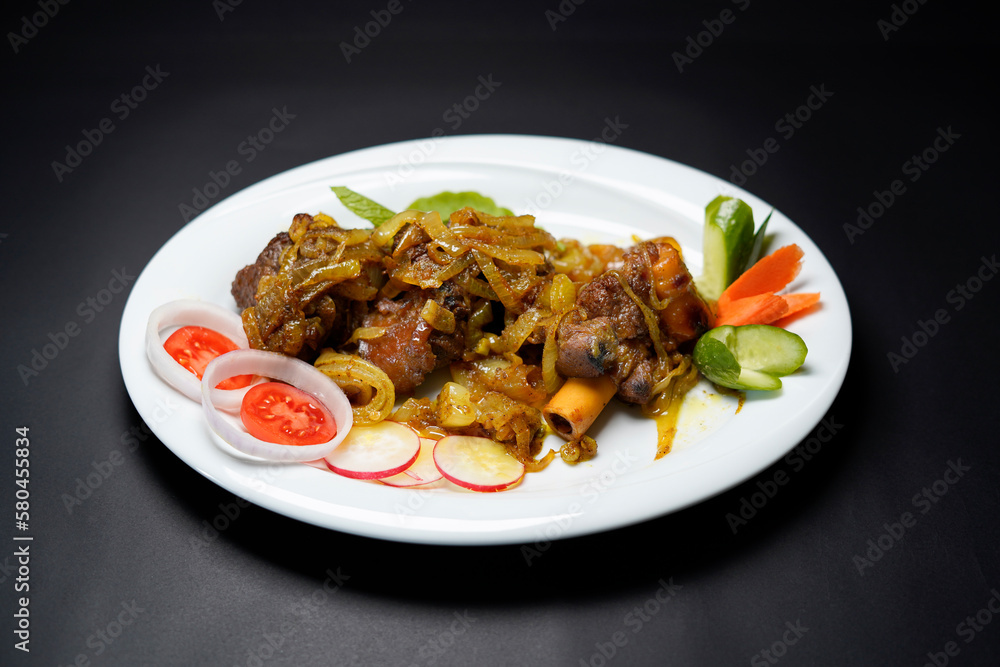 Afghan Do Pyaza Food Special Cuisine isolated on black background