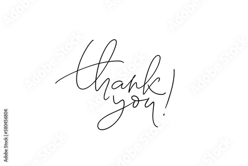 Thank you hand drawn vector modern calligraphy. Thank you handwritten thin pen line lettering isolated on white background. Usable for greeting cards, poster, banners, gift tags.
