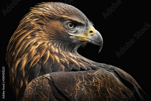 Golden eagle looking forward white and black. Generative AI