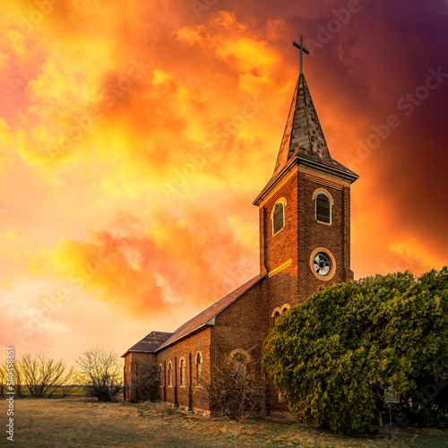 church at sunset