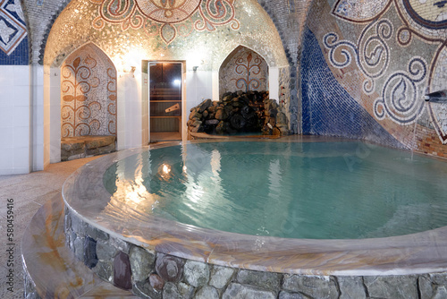 Tbilisi, Georgia - May 28, 2022: Sulfur bath interior fragment.