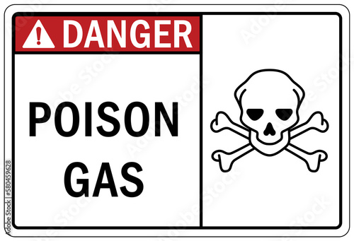 Poison warning sign and labels poison gas