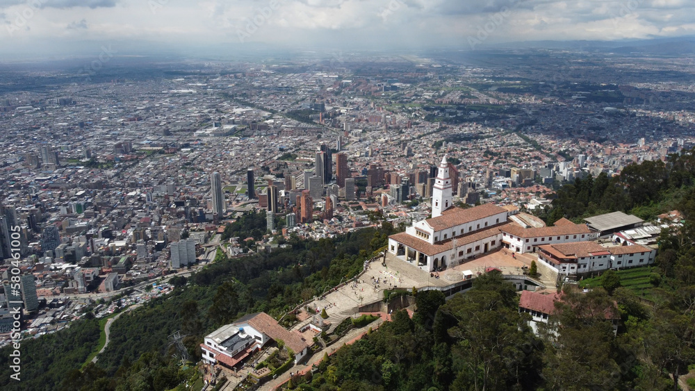 Bogota city view of the center with its buildings monserrate