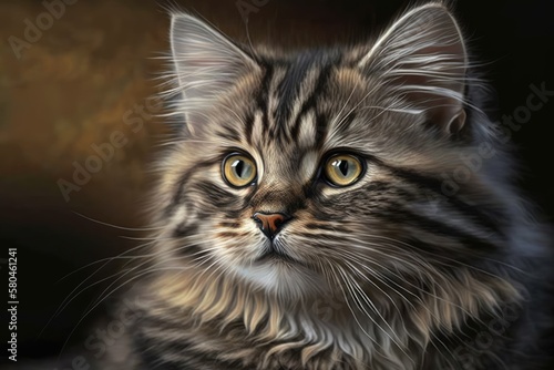 Cat Beautiful Cute Portrait Animal. Generative AI © AkuAku