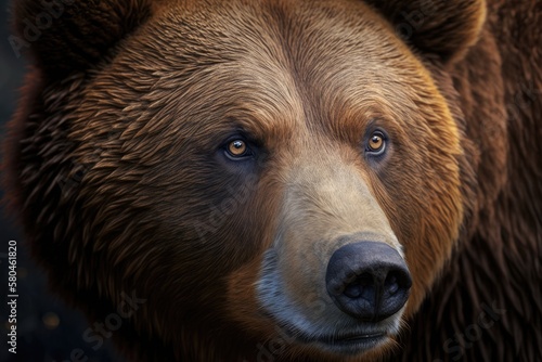 Close up of a brown bear. Generative AI