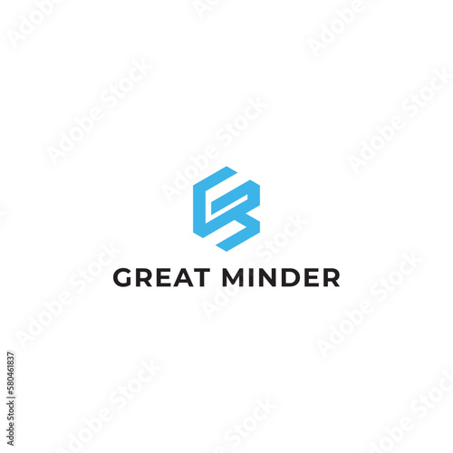 Abstract initial letter GM or MG logo in blue color isolated in white background applied for media company logo also suitable for the brands or companies have initial name MG or GM.