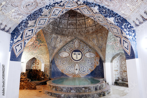 Tbilisi, Georgia - May 28, 2022: Sulfur bath interior fragment.