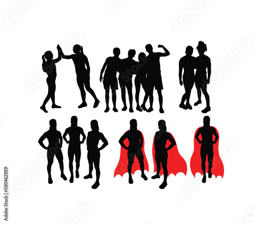 Happy People Activity Silhouettes, art vector design