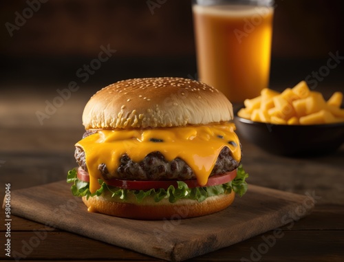 Cheeseburger sandwich. Generative AI
