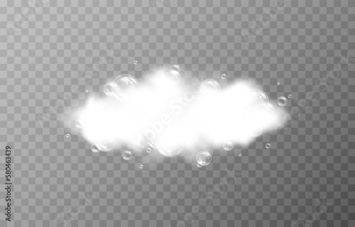 Vector foam with bubbles on an isolated transparent background. Foam, bubbles png. Detergent png. Shampoo, bath foam.
