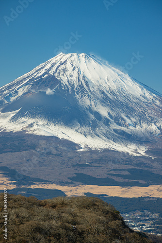 日本 神奈川県足柄下郡箱根町の駒ヶ岳山頂から見える富士山