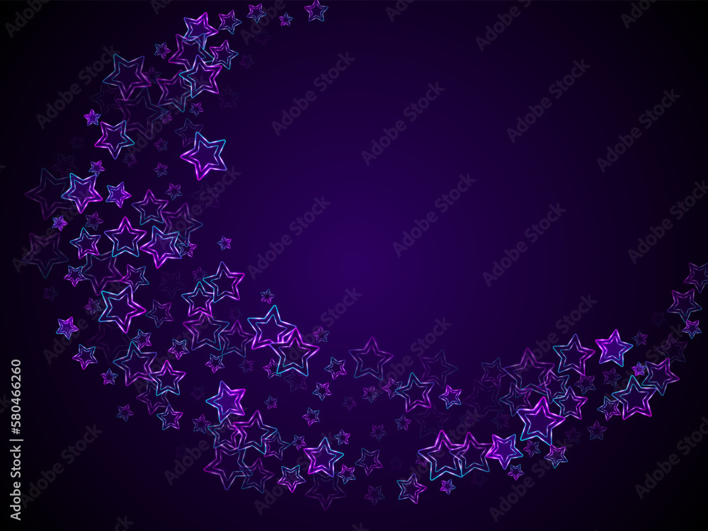 Neon luminous stars music vector background. Violet led magic New Year sparkles. Neon luminous stars music vector background. Violet led magic New Year sparkles.